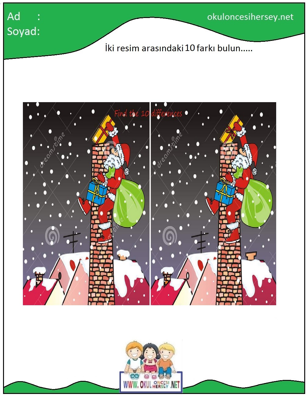 okul öncesi İki Resim Arasındaki Farkı Bul